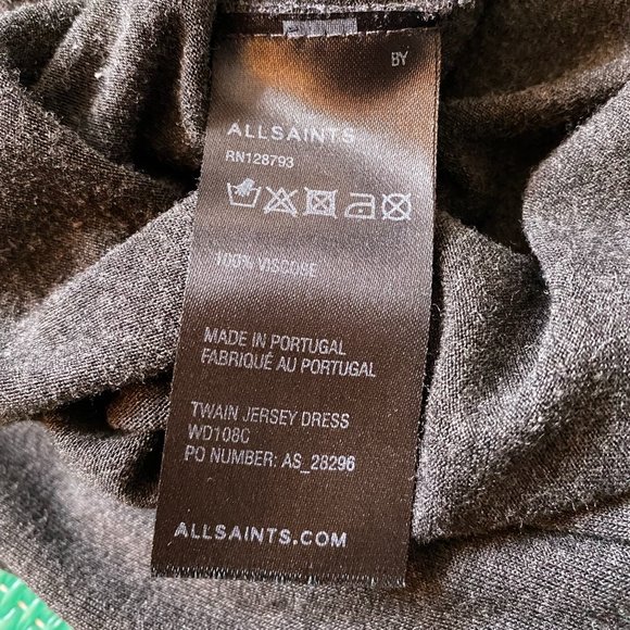 All Saints Gray Twain Jersey Knit Dress Size 4 - Picture 10 of 10